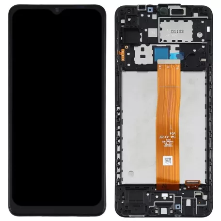 Samsung A125 Galaxy A12 fekete gyári LCD kijelző érintővel és kerettel