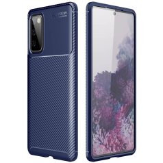   Apple iPhone 12 / 12 Pro 2020 (6.1) Carbon Fiber ütésálló szilikon tok kék