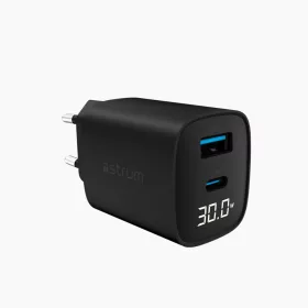   Astrum Watz 30L hálózati PD, GaN töltő 1X Type-C 1X USB-A, 30W, 3.4A, fekete