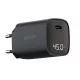 Astrum Watz 45L hálózati GaN töltő 1X Type-C, 45W, PD, 3A, fekete