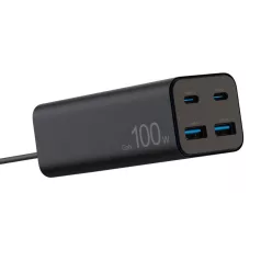   Astrum Watz 100G univerzális hálózati GaN töltő 2X Type-C 2X USB-A csatlakozóval fekete 100W