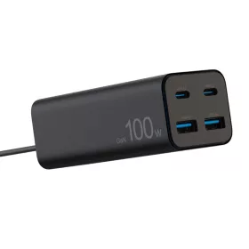   Astrum Watz 100G univerzális hálózati GaN töltő 2X Type-C 2X USB-A csatlakozóval fekete 100W