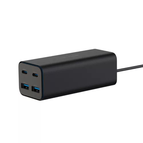Astrum Watz 100G univerzális hálózati GaN töltő 2X Type-C 2X USB-A csatlakozóval fekete 100W