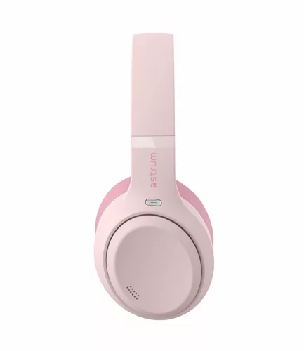 Astrum Ease Drift sztereó bluetooth 6.0 ANC aktív zajszűrős fejhallgató beépített mikrofonnal pink