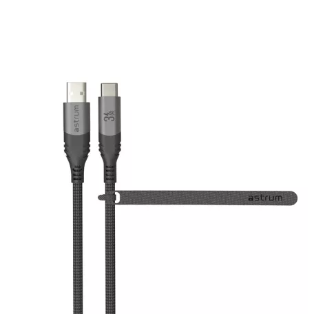 Astrum VerveMesh VMAC20 USB-A - Type-C szövetbevonatos adatkábel 3A, 2.0M fekete