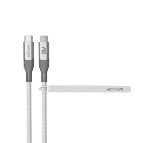   Astrum VerveMesh VMCC60 Type-C - Type-C szövetbevonatos adatkábel, 1.2M fehér