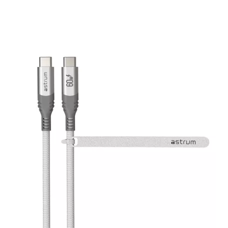 Astrum VerveMesh VMCC60 Type-C - Type-C szövetbevonatos adatkábel, 2.0M fehér