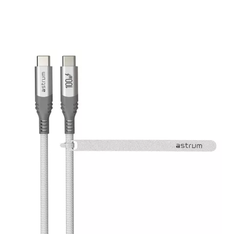 Astrum VerveMesh VMCC100 Type-C - Type-C szövetbevonatos adatkábel 5A, 1.2M fehér