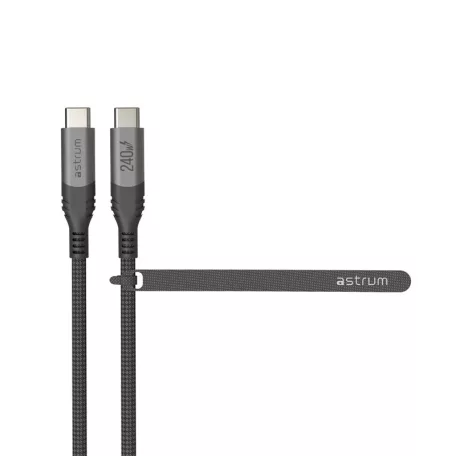Astrum VerveMesh VMCC240 Type-C - Type-C szövetbevonatos adatkábel, 2.0M szürke