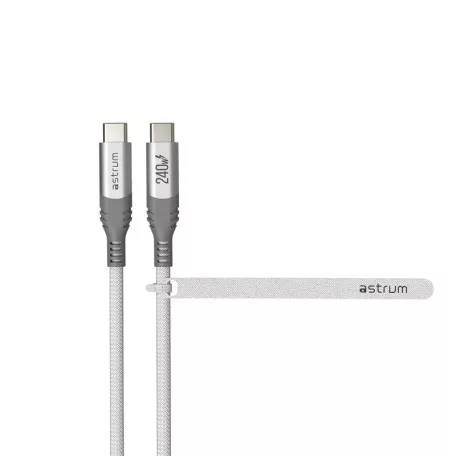 Astrum VerveMesh VMCC240 Type-C - Type-C szövetbevonatos adatkábel, 2.0M fehér