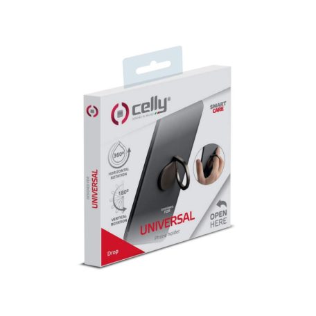 Celly univerzális 360 fokban forgatható mobiltelefon tokra rögzíthető ujjgyűrű fekete