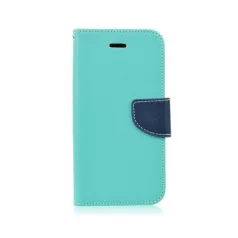   Fancy Samsung G930F Galaxy S7 oldalra nyíló mágneses könyv tok szilikon belsővel menta - kék