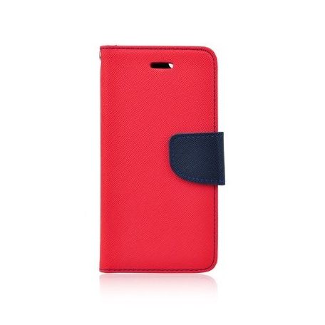 Fancy Huawei P20 oldalra nyíló mágneses könyv tok szilikon belsővel piros - kék