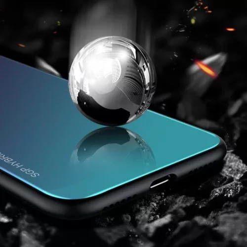 Rainbow szilikon tok üveg hátlappal - Huawei P30 pink - fekete