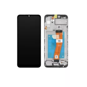   Samsung A025G Galaxy A02S fekete gyári LCD kijelző érintővel és kerettel