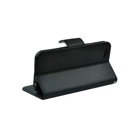 Fancy Samsung J600 Galaxy J6 (2018) oldalra nyíló mágneses könyv tok szilikon belsővel fekete