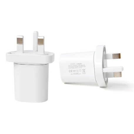 Utángyártott fehér hálózati USB-A töltőfej UK (angol) dugvillával 1000mAh 5W