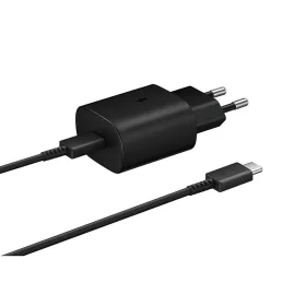   Csomagajánlat - Samsung EP-TA800XBEGWW gyári hálózati fekete gyorstöltő 3A Type - C bemenettel 25W EP-DG977BBE Type-C - Type-C adatkábellel 1m