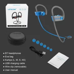   Livikey U8I Bluetooth 5.0 sztereó sport kék-szürke headset prémium tokkal