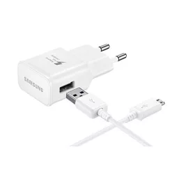   Csomagajánlat - Samsung gyári hálózati fehér töltőfej 2A (ETAU90EWE) 10W USB - micro USB adatkábellel 1m ECB-DU4AWE