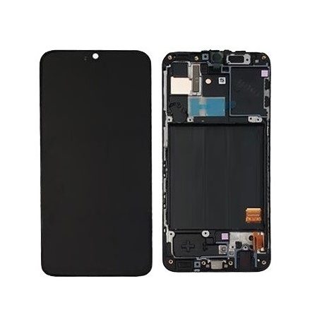 Samsung A405 Galaxy A40 (2019) fekete LCD kijelző érintővel és kerettel