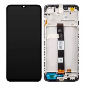   Xiaomi Redmi 9C NFC / 9A / 9C fekete gyári LCD kijelző érintővel és kerettel (5600070C3L00, 5600060C3J00)