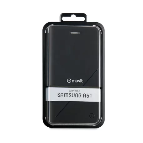 Muvit Samsung A515 Galaxy A51 (2020) kártyatartós bőrhatású könyvtok fekete