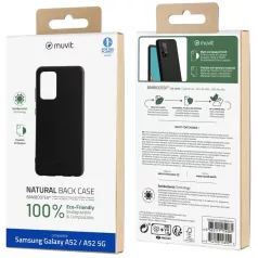   Muvit Samsung A525 / A526 Galaxy A52 4G / 5G ütésálló, bambuszrost alapú tok fekete