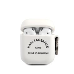   Karl Lagerfeld Rue St Guillaume Apple AirPods 1/2 szilikon tok fehér (KLACA2SILRSGWH)