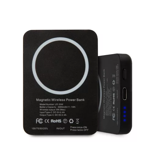 Karl Lagerfeld vezetéknélküli power bank Type-c csatlakozóval 3000mAh (KLPBMSOIBK) 2.1A 5W