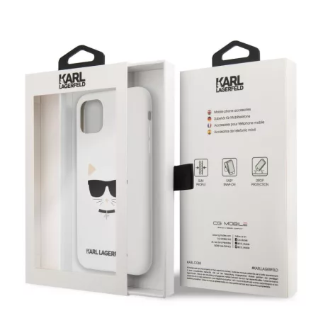 Karl Lagerfeld Choupette Apple iPhone 11 (6.1) 2019 hátlapvédő tok fehér (KLHCN61SLCHWH)