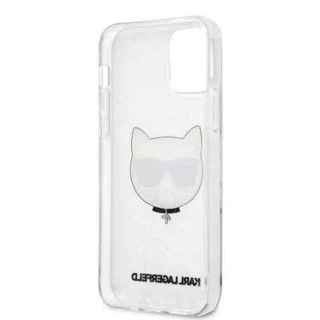 Karl Lagerfeld Choupette Head Apple iPhone 12 / 12 Pro 2020 (6.1) Glitter hátlapvédő tok ezüst (KLHCP12MCHTUGLS)