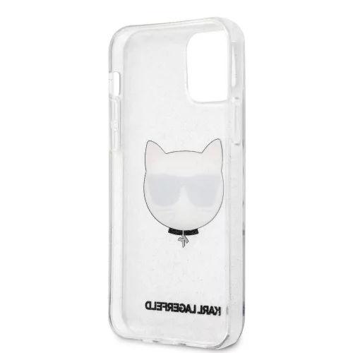 Karl Lagerfeld Choupette Head Apple iPhone 12 / 12 Pro 2020 (6.1) Glitter hátlapvédő tok ezüst (KLHCP12MCHTUGLS)