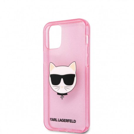 Karl Lagerfeld Choupette Apple iPhone 12 Mini 2020 (5.4) glitteres hátlapvédő tok pink (KLHCP12SCHTUGLP)