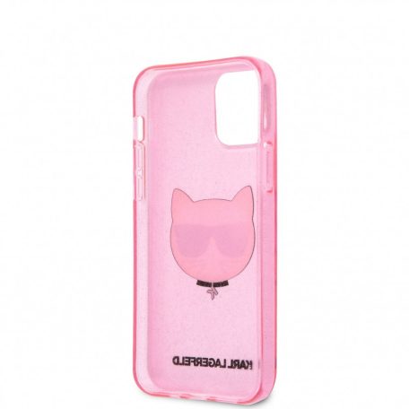 Karl Lagerfeld Choupette Apple iPhone 12 Mini 2020 (5.4) glitteres hátlapvédő tok pink (KLHCP12SCHTUGLP)