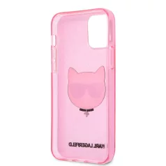   Karl Lagerfeld Choupette Apple iPhone 12 / 12 Pro 2020 (6.1) glitteres hátlapvédő tok pink (KLHCP12MCHTUGLP)