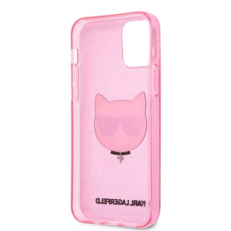 Karl Lagerfeld Choupette Apple iPhone 12 / 12 Pro 2020 (6.1) glitteres hátlapvédő tok pink (KLHCP12MCHTUGLP)