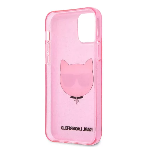 Karl Lagerfeld Choupette Apple iPhone 12 / 12 Pro 2020 (6.1) glitteres hátlapvédő tok pink (KLHCP12MCHTUGLP)