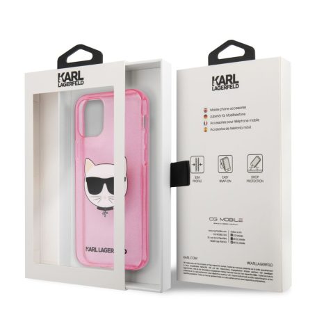 Karl Lagerfeld Choupette Apple iPhone 12 / 12 Pro 2020 (6.1) glitteres hátlapvédő tok pink (KLHCP12MCHTUGLP)