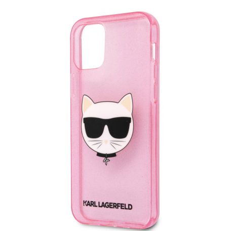 Karl Lagerfeld Choupette Apple iPhone 12 Pro Max 2020 (6.7) glitteres hátlapvédő tok pink (KLHCP12LCHTUGLP)