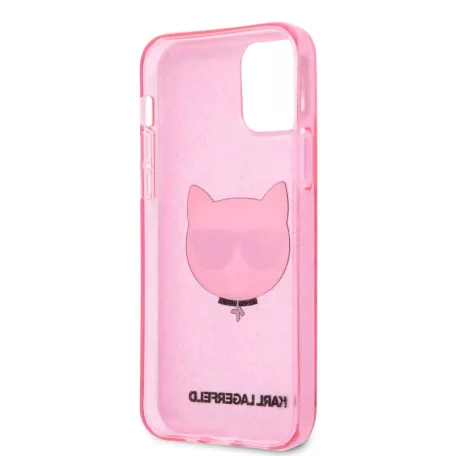 Karl Lagerfeld Choupette Apple iPhone 12 Pro Max 2020 (6.7) glitteres hátlapvédő tok pink (KLHCP12LCHTUGLP)