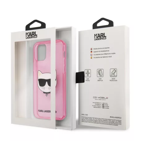 Karl Lagerfeld Choupette Apple iPhone 12 Pro Max 2020 (6.7) glitteres hátlapvédő tok pink (KLHCP12LCHTUGLP)