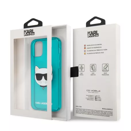 Karl Lagerfeld Choupette Apple iPhone 12 / 12 Pro 2020 (6.1) hátlapvédő tok Fluo Blue (KLHCP12MCHTRB)