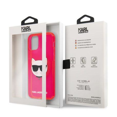 Karl Lagerfeld Choupette Apple iPhone 12 / 12 Pro 2020 (6.1) hátlapvédő tok Fluo Pink (KLHCP12MCHTRP)