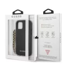 Guess Apple iPhone 12 / 12 Pro 2020 (6.1) PU Saffiano Gold Chain Case hátlapvédő tok fekete (GUHCP12MSASGBK)