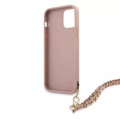   Guess Apple iPhone 12 / 12 Pro 2020 (6.1) PU Saffiano Gold Chain Case hátlapvédő tok pink (GUHCP12MSASGPI)