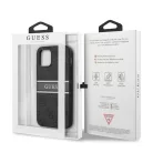 Guess Apple iPhone 12 / 12 Pro 2020 (6.1) PU 4G Printed Stripe Case hátlapvédő tok fekete (GUHCP12M4GDGR)