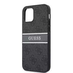   Guess Apple iPhone 12 Pro Max 2020 (6.7) PU 4G Printed Stripe Case hátlapvédő tok fekete (GUHCP12L4GDGR)