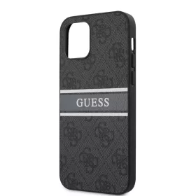   Guess Apple iPhone 12 Pro Max 2020 (6.7) PU 4G Printed Stripe Case hátlapvédő tok fekete (GUHCP12L4GDGR)