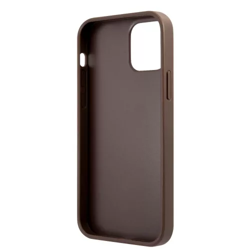 Guess Apple iPhone 12 / 12 Pro 2020 (6.1) PU 4G Printed Stripe Case hátlapvédő tok barna (GUHCP12M4GDBR)